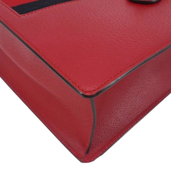 Gucci Animalier Leather Top Handle Crossbody Bag Red 431277 - Picture 9 of 13